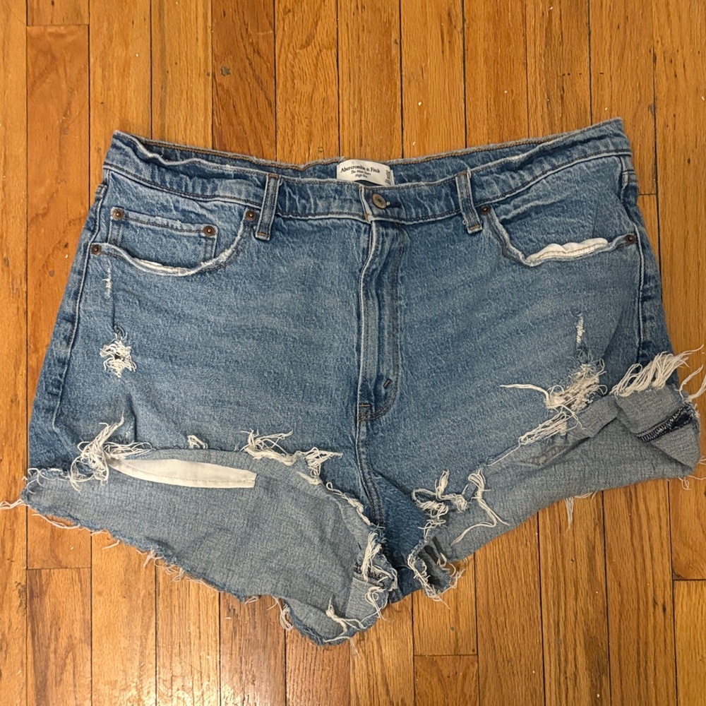 Abercrombie & Fitch Blue Distressed Jean Shorts